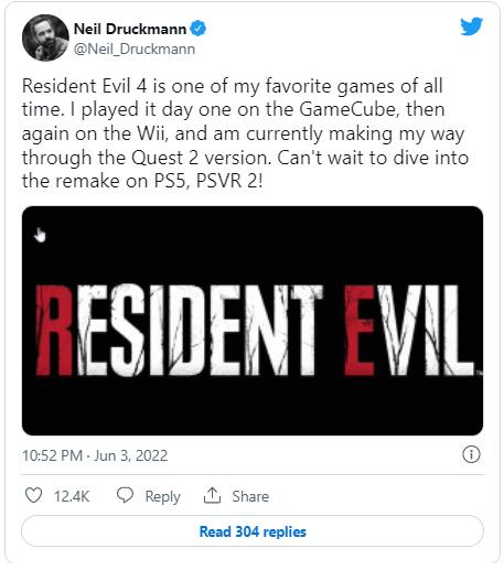 Resident Evil 4, Нил Друкманн в восторге от ремейка: это одна из его любимых игр - Twitter